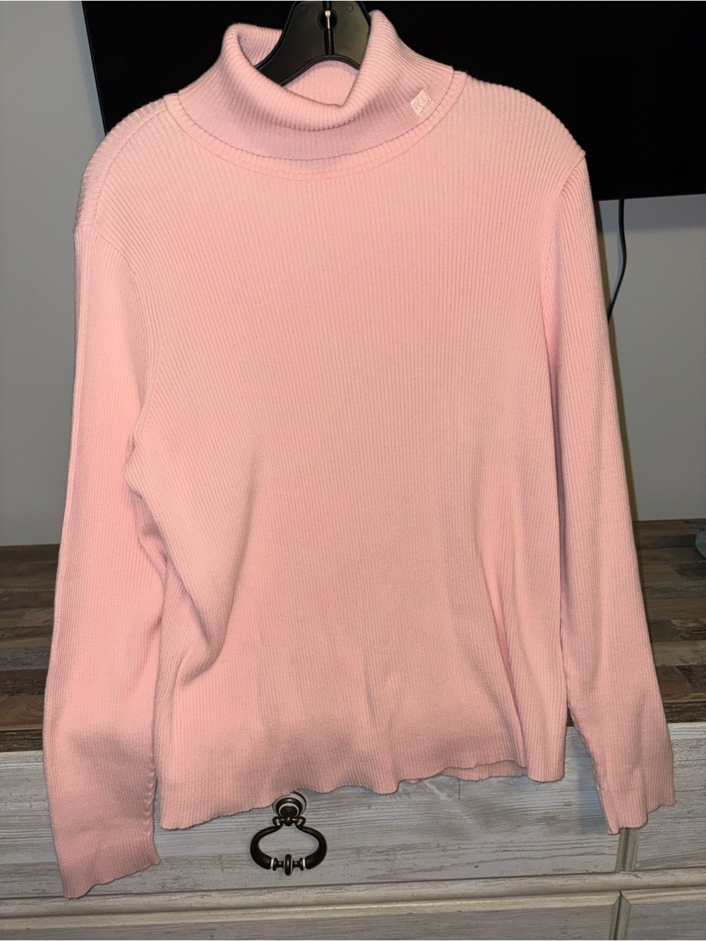 Lauren Ralph Lauren Light Pink Ribbed Turtleneck Sweater